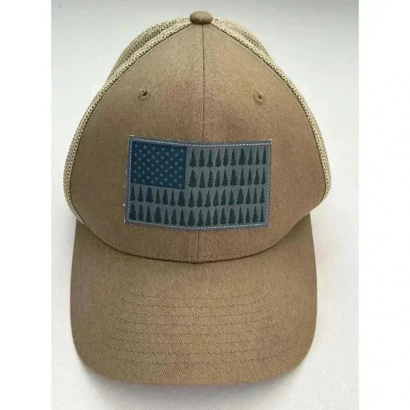 Mens‎ Columbia PFG Mesh Tree Flag Ball Cap Hat Delta Brown L/XL Flexfit. Outdoor - Picture 1 of 8